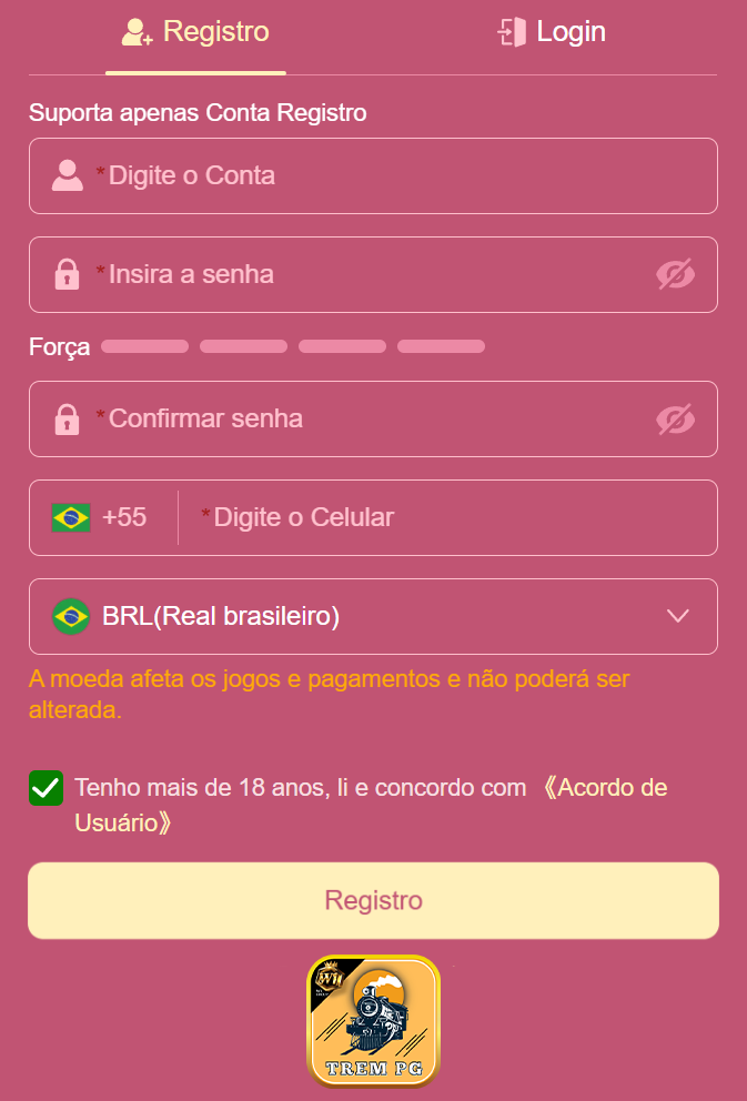 Cadastro rápido e seguro na trempg.com